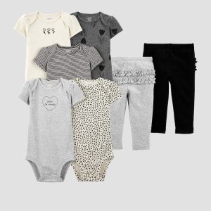 Enxoval bebê conjunto longo 7 peças floral e love multicor