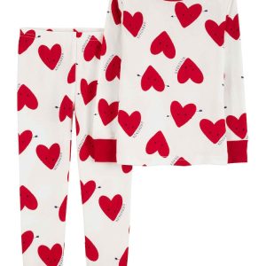 Pijama longo bebê 2 peças corações off-white | Carter's