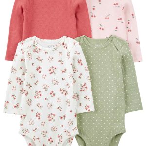 Kit body bebê 4 peças cereja e poá multicor | Carter's