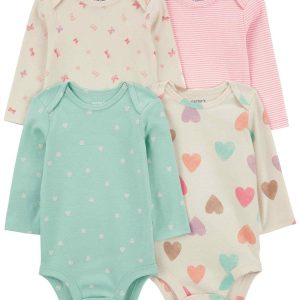 Kit body bebê 4 peças borboletas e corações multicor | Carter's