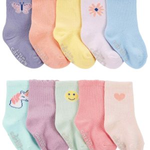 Kit meia bebê 10 pares barra em ripple ícones multicor | Carter's