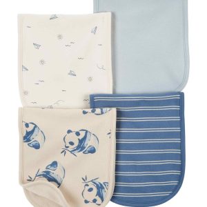 Kit paninho de ombro bebê 4 peças panda listrado multicor