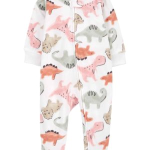 Macacão bebê fleece pézinhos dinossauros branco | Carter's