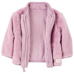 Casaco bebê de sherpa com zíper rosa | Carter's