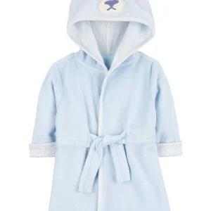 Roupão de banho bebê ursinho com capuz atoalhado azul |