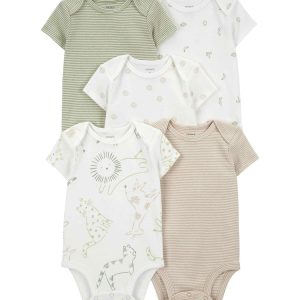 Kit body bebê 5 peças animais listrado multicor | Carter's