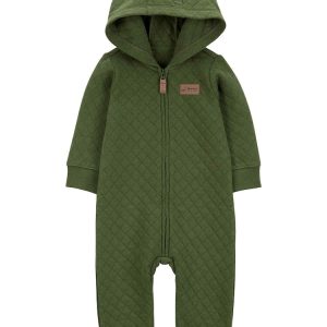 Macacão bebê texturizado com capuz verde