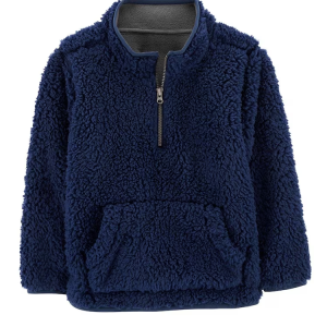 Blusa de sherpa infantil gola alta azul |