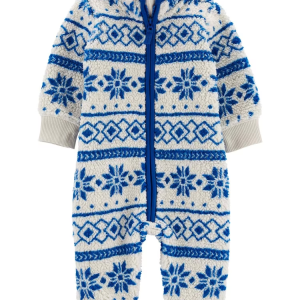 Macacão bebê em fleece floco de neve branco |