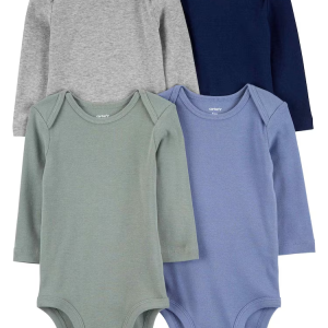 Kit body bebê 4 peças manga longa liso básico multicor |