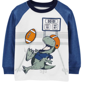 Camiseta infantil manga longa dinossauro branca |