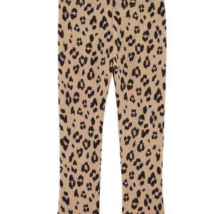 Calça legging infantil animal print barra peluciada bege |