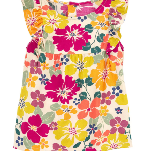 Blusa infantil manga curta floral multicor |