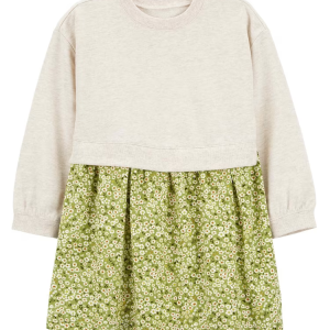 Vestido infantil floral manga longa multicor |