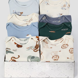 Kit body bebê 8 peças cachorros elefantes e jacaré + caixa presente M multicor |