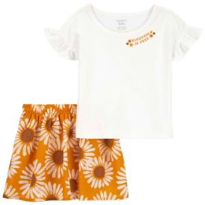 Conjunto curto infantil com babados floral multicor |