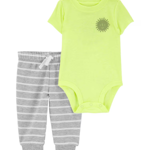 Conjunto longo bebê 2 peças listrado e sol multicor |