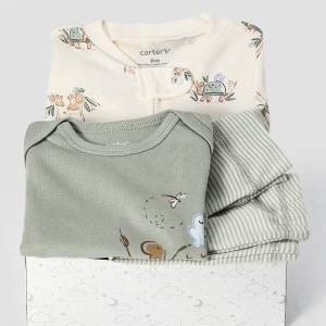 Kit conjunto longo bebê 3 peças tartaruga com listras + caixa presente P nuvens multicor |