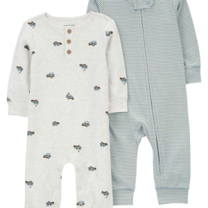 Kit macacão bebê 2 peças carro listrado multicor |