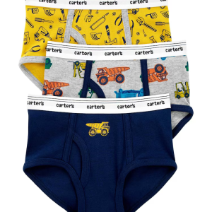 Kit Cueca Infantil 3 Peças Construção - Amarelo/Azul/Cinza