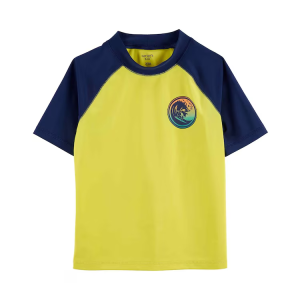 Camiseta infantil raglan surfista amarela |
