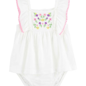 Banho de sol bebê bordado floral branco | Carter's