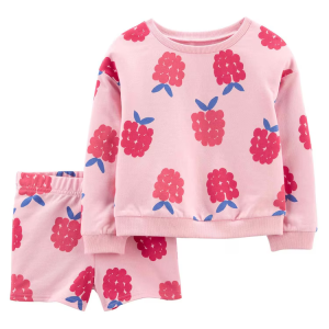 Conjunto Infantil 2 Peças Frutinhas Rosa Claro/Rosa Pink Tam 2 a 5