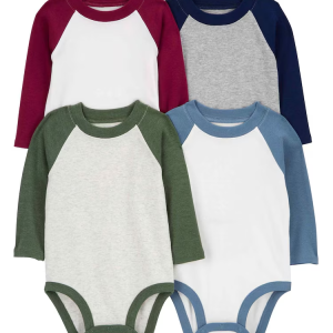 Kit body bebê 4 peças raglan manga longa multicor |