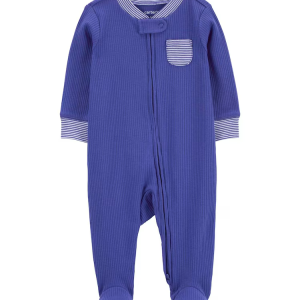 Macacão bebê canelado com bolso azul | Carter's