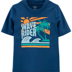 Camiseta de praia infantil de sol e coqueiro azul |