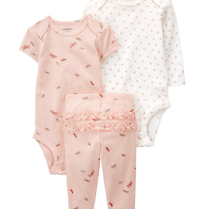 Conjunto longo bebê 3 peças bichinhos com babados multicor | Carter's