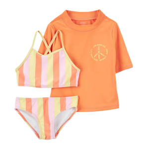 Conjunto praia infantil 3 peças lettering Los Angeles laranja |