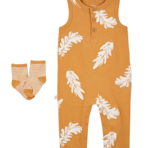 Macacão bebê com meia amarelo |