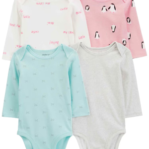Kit body bebê 4 peças manga longa estampados multicor | Carter's