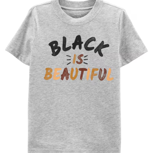 Camiseta Infantil Manga Curta Black is Beautiful Cinza Mescla Tam 2 a 5