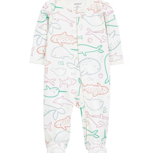 Macacão bebê com pezinho baleias branco | Carter's