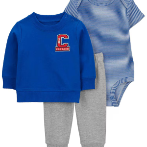 Conjunto longo de moletom bebê 3 peças captain multicor |