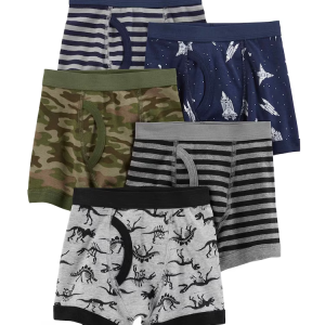 Kit Cueca Infantil Boxer Listras Foguete Cinza/Azul Tam 2 a 7