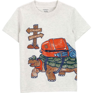 Camiseta infantil manga curta tartaruga aventureira branca |