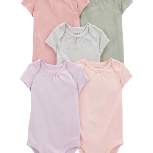 Kit body bebê 5 peças liso gola rendada multicor | Carter's