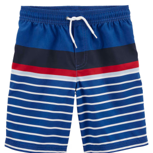 Bermuda água infantil com cordão listrada azul |