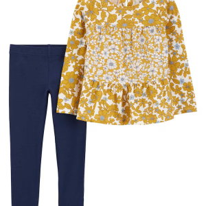 Conjunto longo infantil 2 peças manga longa floral multicor|