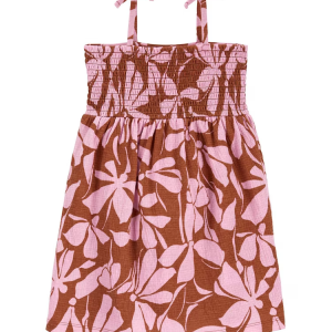 Vestido infantil floral lastex marrom |