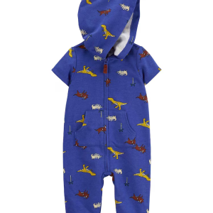 Macacão bebê dinossauro bolso canguru azul |