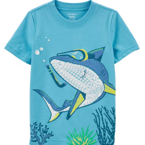 Camiseta infantil manga curta tubarãozinho azul |