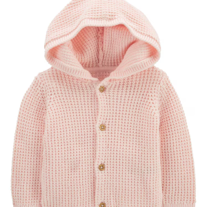 Casaco bebê tricot com fios rosa | Carter's