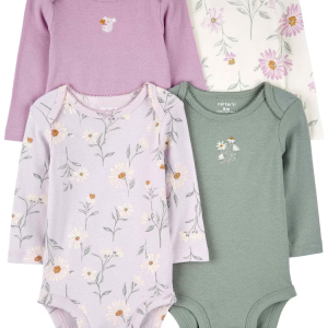 Kit body bebê 4 peças manga longa floral multicor | Carter's
