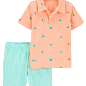 Conjunto curto infantil 2 peças baleia surfista multicor |