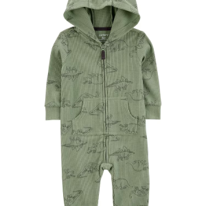 Macacão bebê com capuz dinossauros verde |