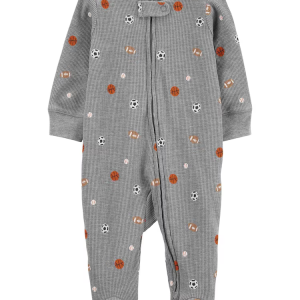 Macacão bebê texturizado futebol e basquete cinza |